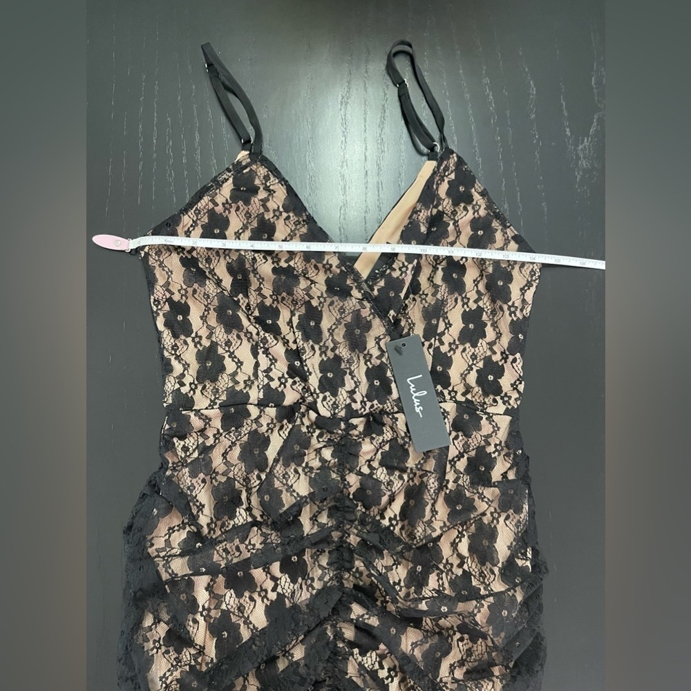 Lulus “Frilled to be Here” Black Lace Ruched Dress - Picture 5 of 9